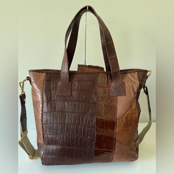 AMBROSI ABRIANNA Large Crocodile Snakeskin Tote Crossbody Bag Handbag - Picture 8 of 14